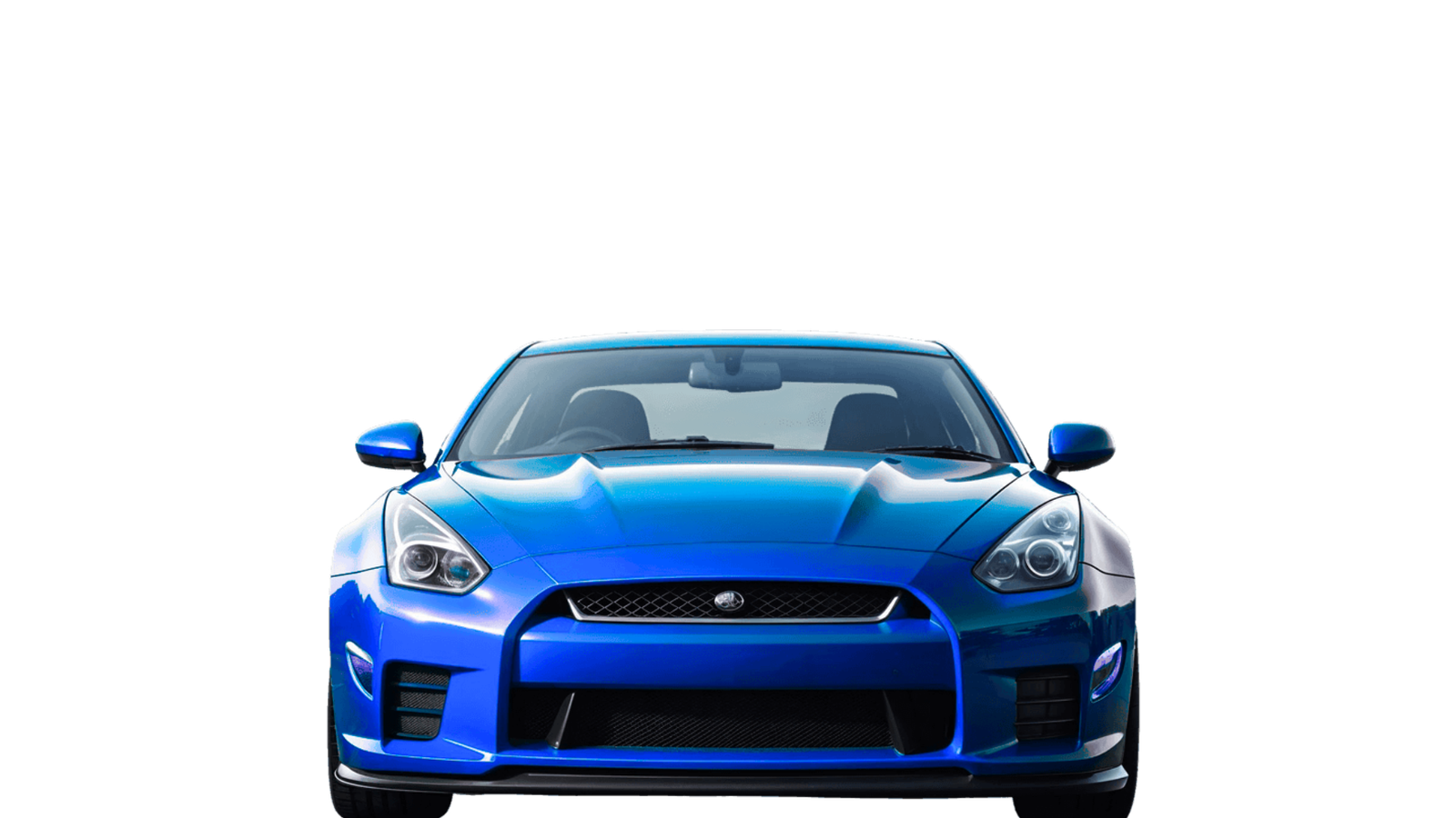 Front shot of blue car after car detailing