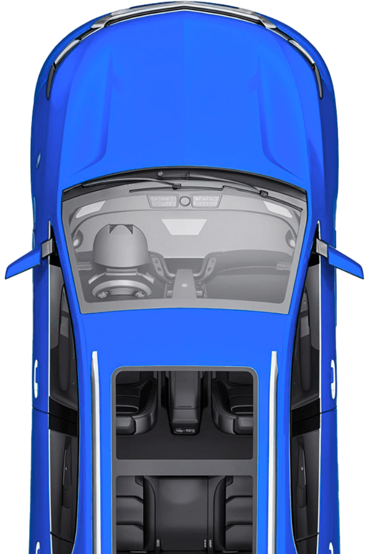 Top view showing professional car detailing